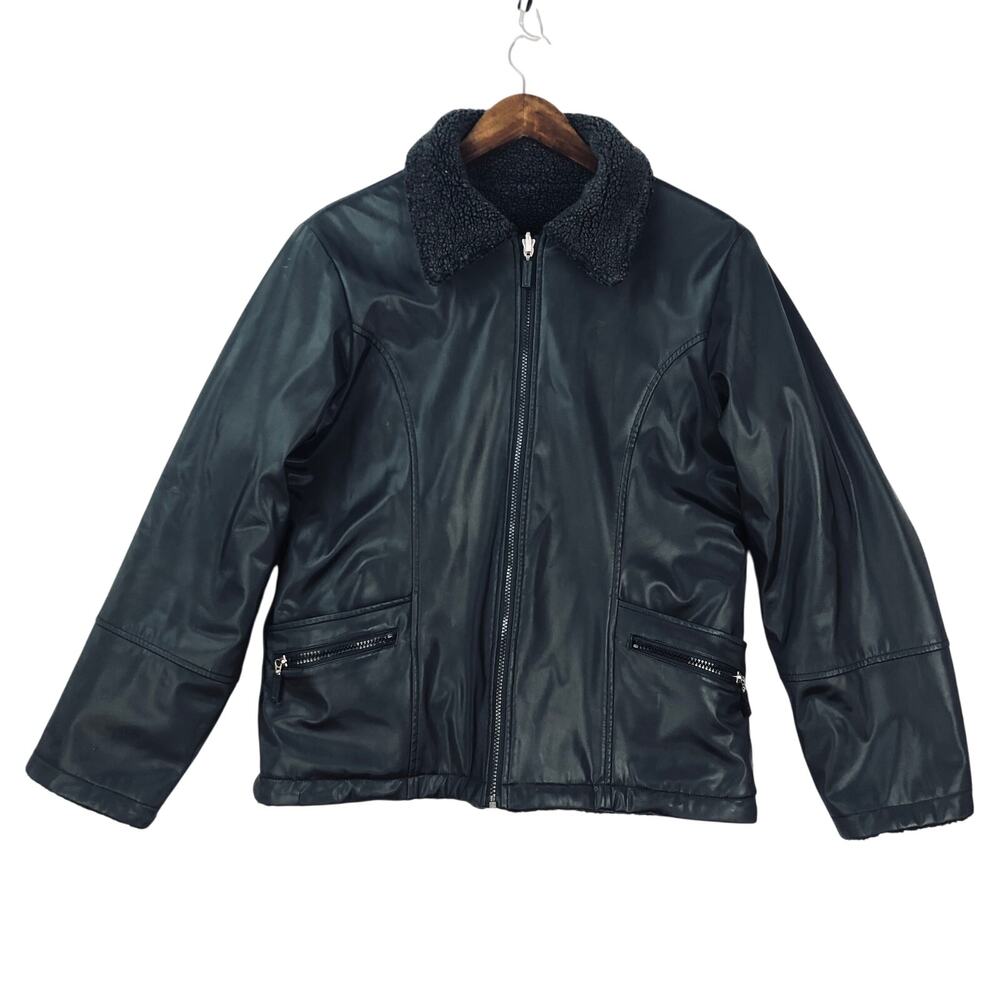Vintage Braetan Reversible Bomber Jacket Polar Fleece/Nylon Men’s Med Black GUC